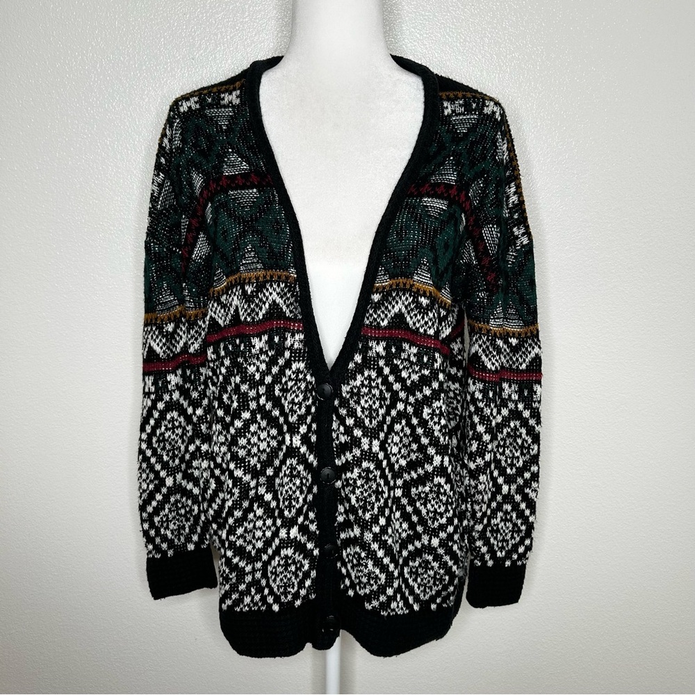 BDG Urban Outfitters Womens Patterned Chunky Knit Button Up Cardigan Size M